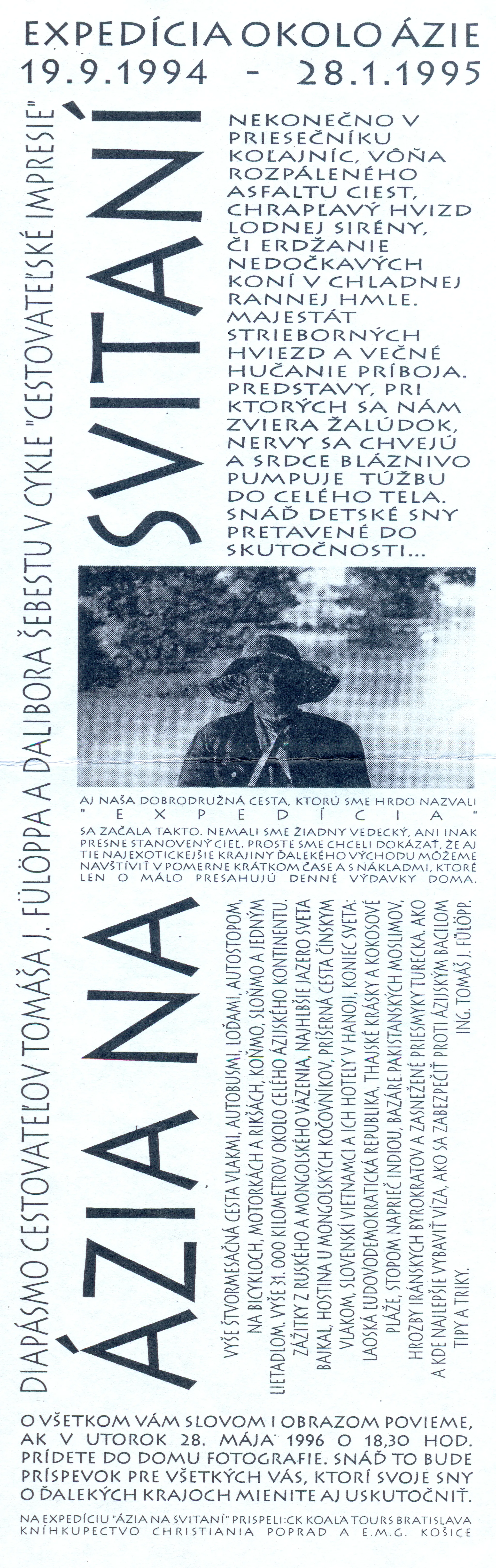 Pozvánka na diapásmo v Dome fotografie dňa 28. mája 1996