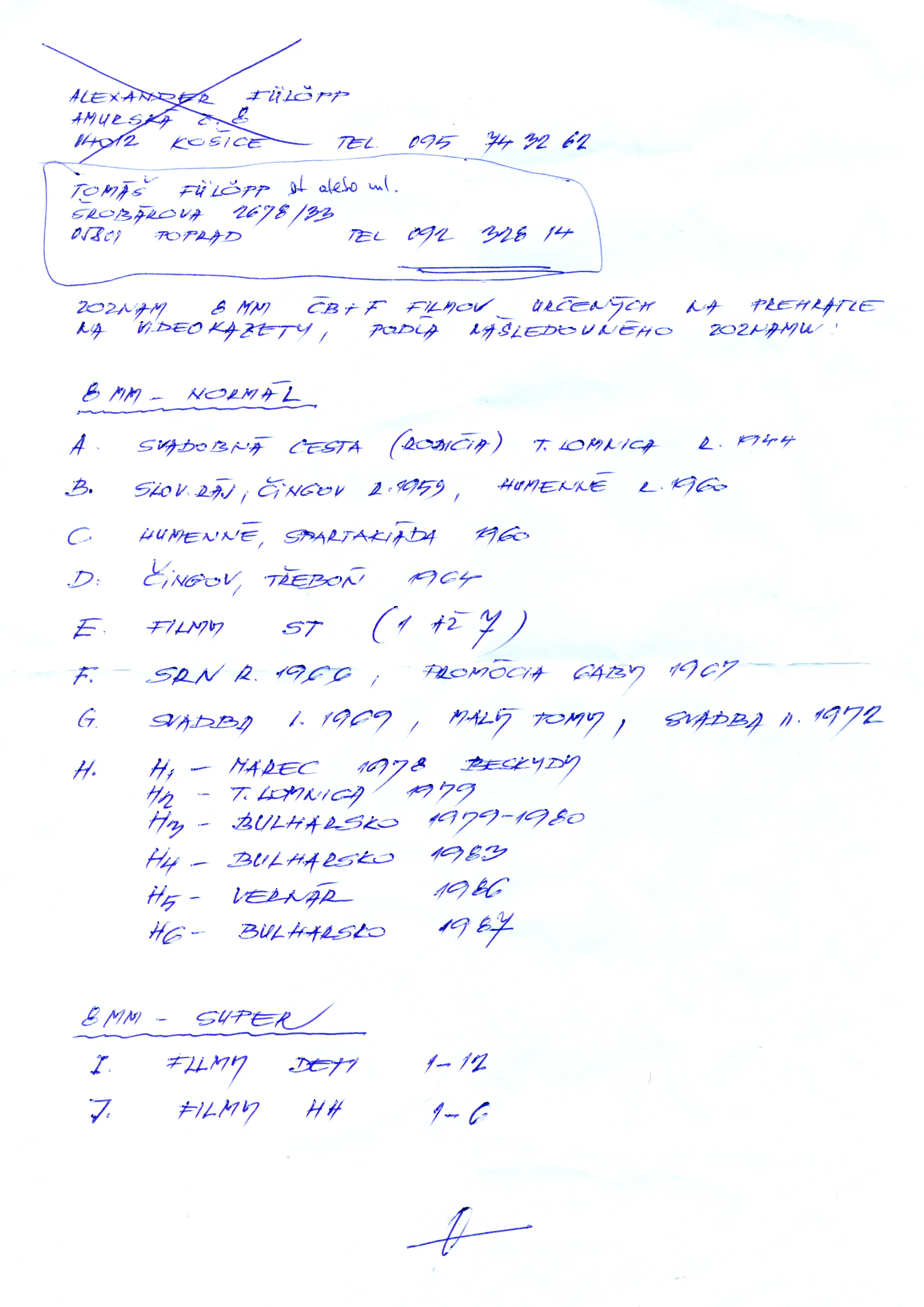 Original notes (Tomáš Fülöpp Sr.)