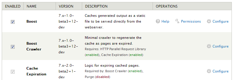 Enabling modules